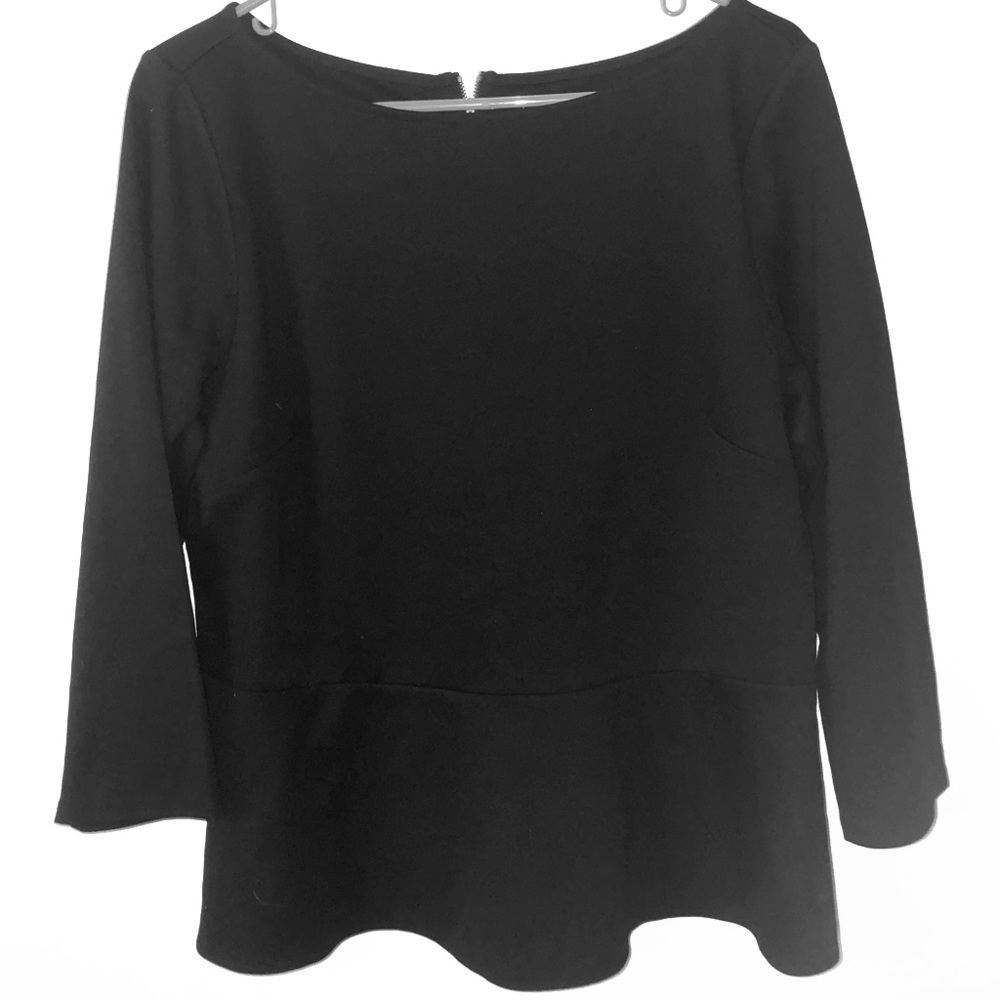 Loft Black Peplum Shirt- Size LG